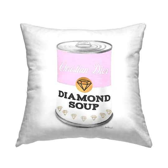 Stupell Industries Pink Condensed Soup Can Diamond Pop Fashion Glam Throw Pillow 18" x 18"